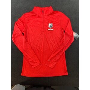 Womens Red Ridgemont Wolf Logo 1/4 Zip Performance Pullover‎ Athletic Shirt